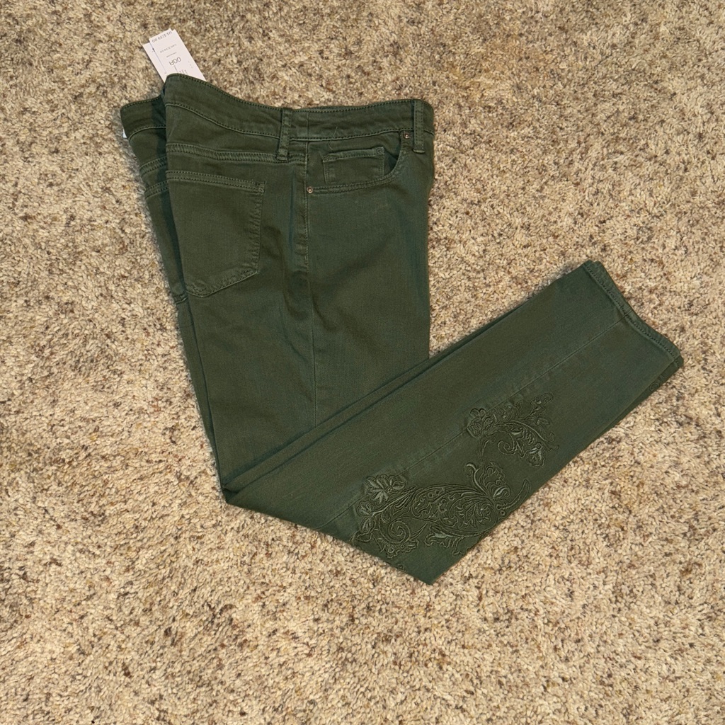 Chico's Gf So Slimming Slim Leg Ankle Jeans, Olive Gr. Chico's 00r/U.S.2r Nwt